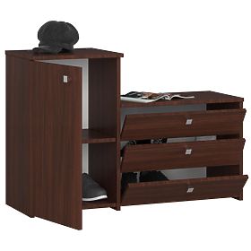 Meuble à chaussures S16 avec commode 3 portes basculantes - wenge