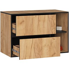 MEUBLE DE SALLE DE BAIN SOUS LAVABO VAMI W90 2SZ 2P PK CHÊNE CRAFT / NOIR