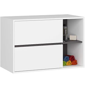 MEUBLE DE SALLE DE BAIN SOUS LAVABO VAMI W90 2TI 2P PK BLANC / GRIS GRAPHITE