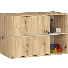 ARMOIRE DE SALLE DE BAIN SOUS LAVABO VAMI W90 2SZ 2P CHÊNE ARTISAN / CACHEMIRE