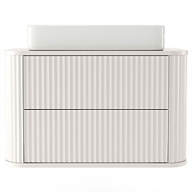 Meuble sous lavabo sur plan Nuvia 80 cm, cachemire, arrondi, rainuré
