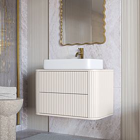 Meuble sous lavabo sur plan Nuvia 80 cm, cachemire, arrondi, rainuré
