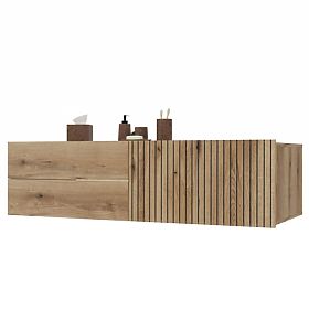 MEUBLE SOUS LAVABO TIGO 1D2S CHÊNE EVOKE 140 CM 2 TIROIRS PANNEAU FRONTAL RAINURÉ SUSPENDU