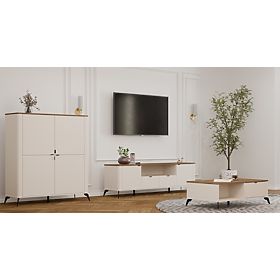 Meuble TV CORDOBA 2S2S Beige Cachemire Chêne Castello Meuble TV 2 Tiroirs