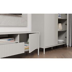 MEUBLE TV KAMARO 160 CASHMERE Rainuré Avant + Classique