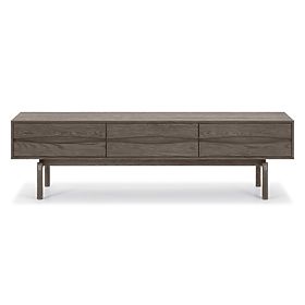 Meuble TV Quadri avec tiroirs, bois de chêne massif, placage, brun espresso, lectus