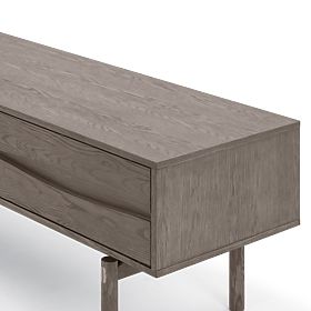 Meuble TV Quadri avec tiroirs, bois de chêne massif, placage, brun espresso, lectus