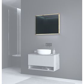 Miroir AVIOLA 80 cm + LED chêne artisan