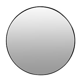 Miroir mural rond 80 cm suspendu cadre noir moderne aluminium ModernHome, MODERNHOME