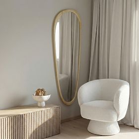 Miroir suspendu avec cadre en bois Sogno 60x165 cm, forme irrégulière, naturel
