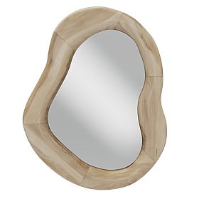 Miroir suspendu dans un cadre en bois Lia 75x60 cm, forme organique, forme irrégulière, naturel