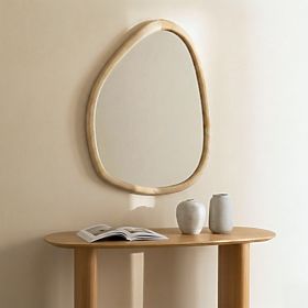 Miroir suspendu dans un cadre en bois Lisa 70x90 cm, forme irrégulière, naturel