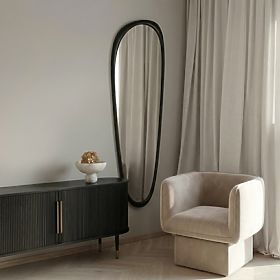 Miroir suspendu dans un cadre en bois Sogno 60x165 cm, forme irrégulière, noir