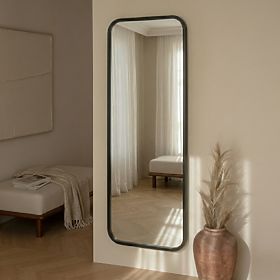 Miroir suspendu dans un cadre en bois Spira 60x160 cm, rectangulaire, arrondi, noir