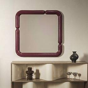 Miroir suspendu décoratif Ava, 90x90 cm, brun bordeaux, brillant