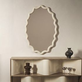 Miroir suspendu Lumi, blanc laiteux, brillant