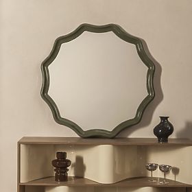 Miroir suspendu Luppo, vert-gris, brillant