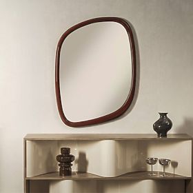 Miroir suspendu Siri, forme irrégulière, brun bordeaux, brillant