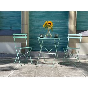 Mobilier de Balcon en Acier (2 chaises pliantes + table) SEMPLICI Menthe