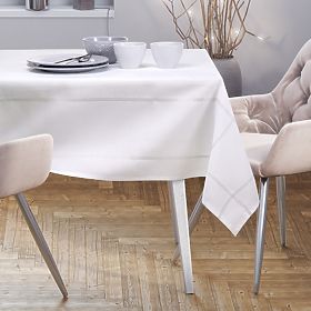 Nappe ANTONY blanche lisse motif classique 140x220 ameliahome