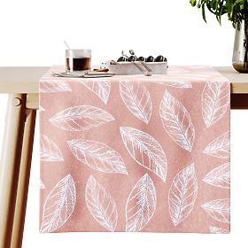 Nappe CALM couleur rose poudré motif végétal imprimé style classique 40x140 ameliahome