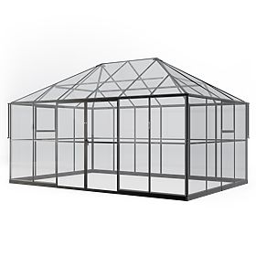 Orangerie de jardin ProGlass Gazebo Standard avec base 12 m² verre trempé 4 mm, aluminium, noir
