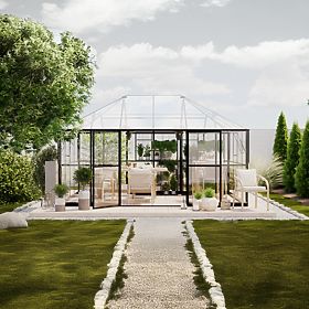 Orangerie de jardin ProGlass Gazebo Standard avec base 12 m² verre trempé 4 mm, aluminium, noir