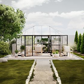 Orangerie de jardin ProGlass Gazebo Standard avec base 12 m² verre trempé 4 mm, aluminium, noir
