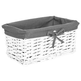 Panier en osier 30x20x15 cm - blanc et gris
