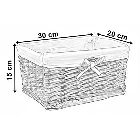 Panier en osier 30x20x15 cm - blanc et gris