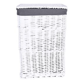 Panier en osier 48x36x66 cm - 114L - blanc-gris