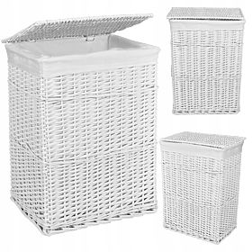 Panier en osier 72L 40x30x60 cm blanc