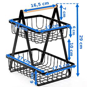 Panier à fruits PULOS 2 niveaux noir