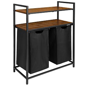 Panier à linge avec étagères 2 compartiments MIRUN