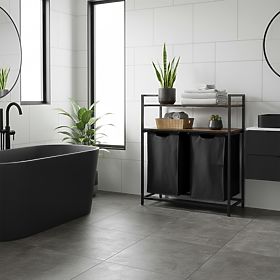 Panier à linge avec étagères 2 compartiments MIRUN