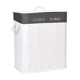 Panier à linge en bambou 2 compartiments blanc-gris
