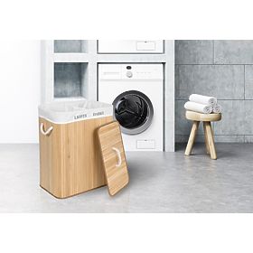 Panier à linge en bambou avec 2 compartiments naturel