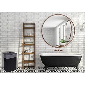 Panier à linge en bambou avec couvercle 80L noir-gris