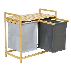 Panier à linge ou à jouets en bambou HANOI 2 compartiments DUO COULEUR