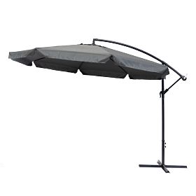 Parasol de jardin grand sur perche pliable 3,5m gris, MultiGarden