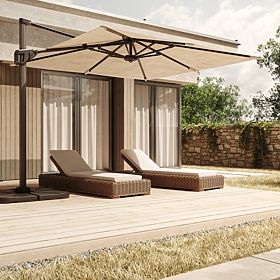 Parasol de jardin sur bras Shade 4x3 m avec housse, pivotant à 360°, beige