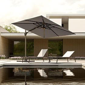 Parasol de jardin sur bras Shade 4x3 m avec housse, pivotant à 360°, gris