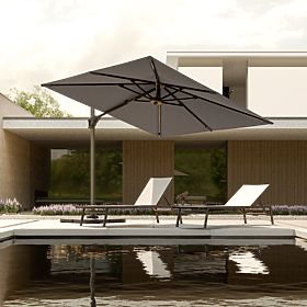 Parasol de jardin sur bras Shade 4x3 m avec housse, pivotant à 360°, gris