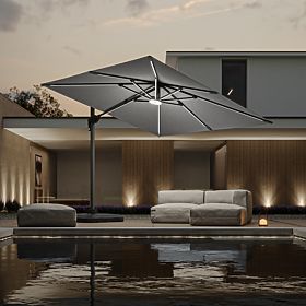 Parasol de jardin sur bras Shade Deluxe 4x3 m avec housse et éclairage LED solaire, pivotant