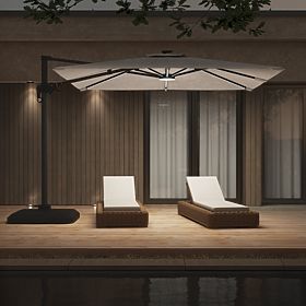 Parasol de jardin sur bras Shade Deluxe 4x3 m avec housse et éclairage LED solaire, pivotant