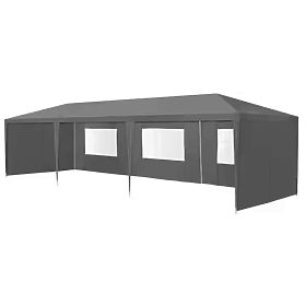 Pavillon de jardin 3x9 m 8 parois gris MultiGarden