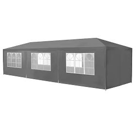 Pavillon de jardin 3x9 m 8 parois gris MultiGarden
