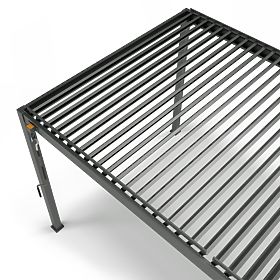 Pergola de jardin autoportante Antilla en aluminium, 5x3 m, bioclimatique, lames mobiles, anthracite
