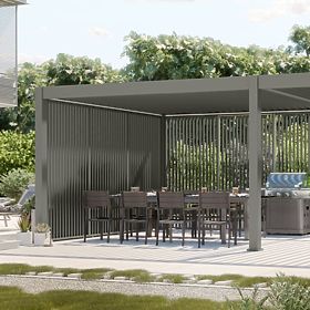 Pergola de jardin autoportante Lumera en aluminium, 4x8 m, bioclimatique, éclairage LED, électrique