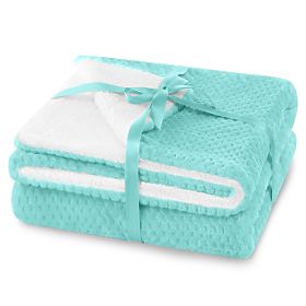 Plaid SHLEEPY couleur turquoise jacquard gaufré style classique 130x180